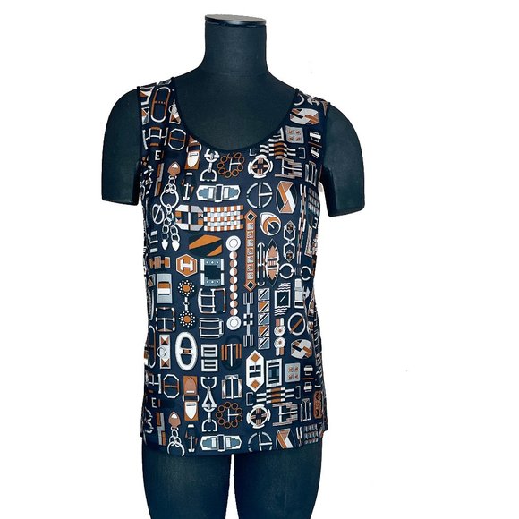 New Genuine Hermes Debardeur Silk Twill Top Made In France Size EU 36 - Picture 12 of 16